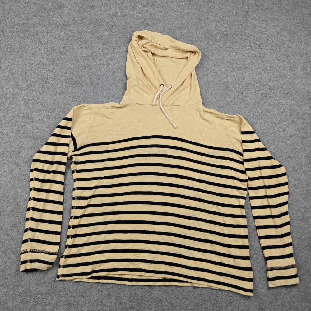 J.CREW Hoodie Womens Medium Beige Striped Pullover Lightweight Hooded Jersey